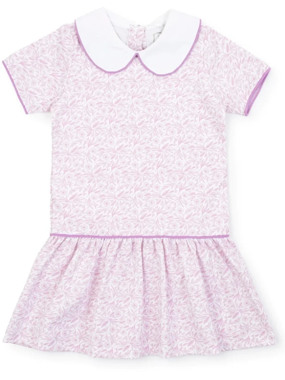Pink Floral Peter Pan Collar Girls Dress - Picture 2 of 2
